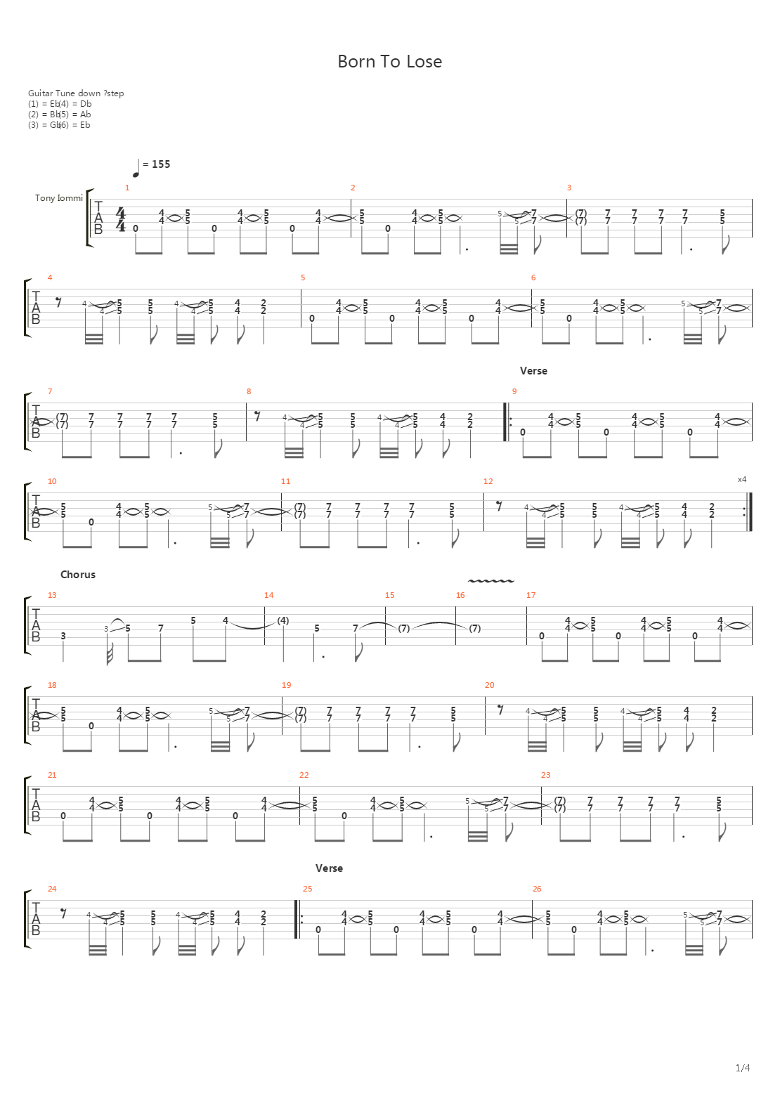 Born To Lose吉他谱
