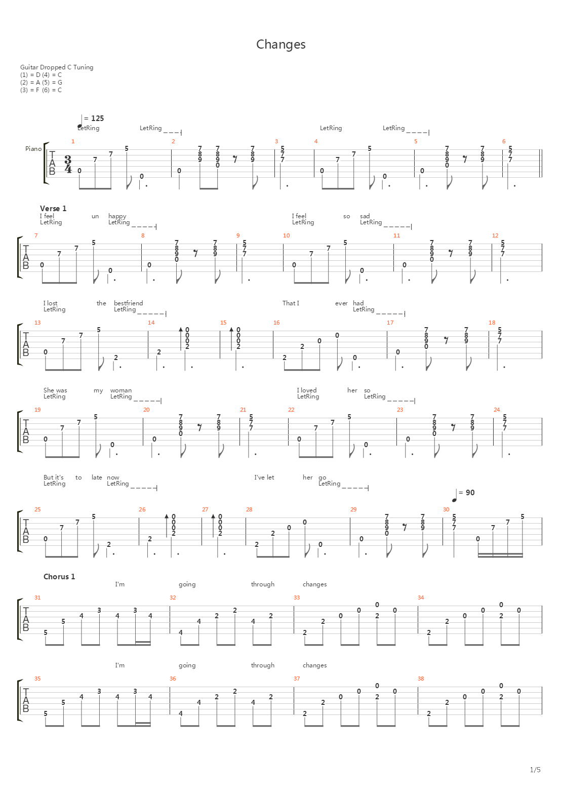 Changes吉他谱