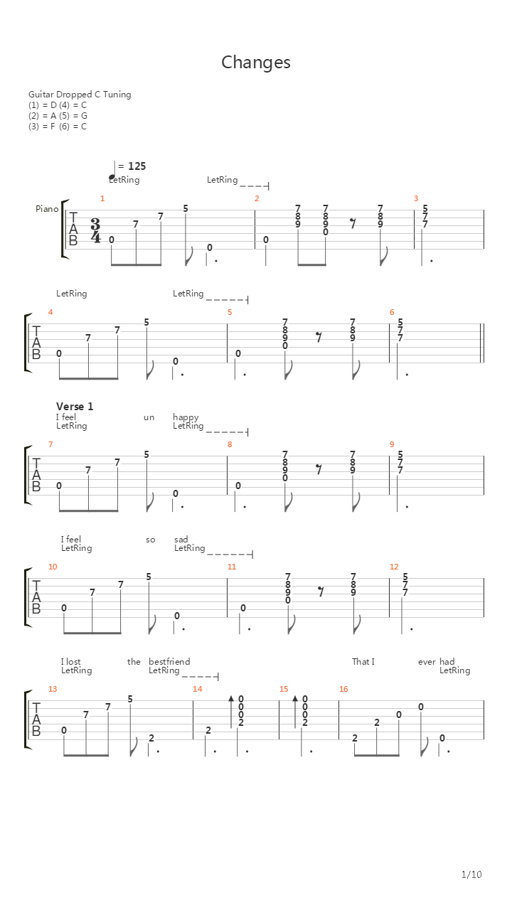 Changes吉他谱