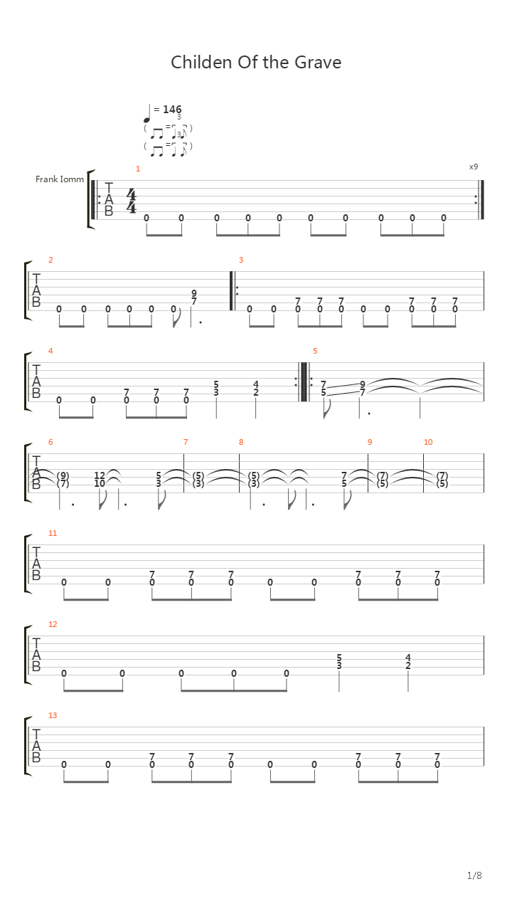 Childen Of The Grave吉他谱