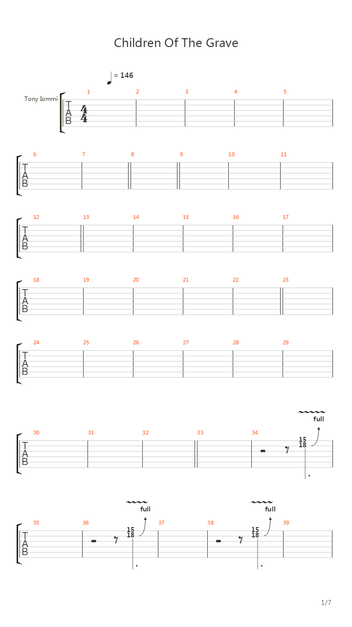 Children Of The Grave吉他谱