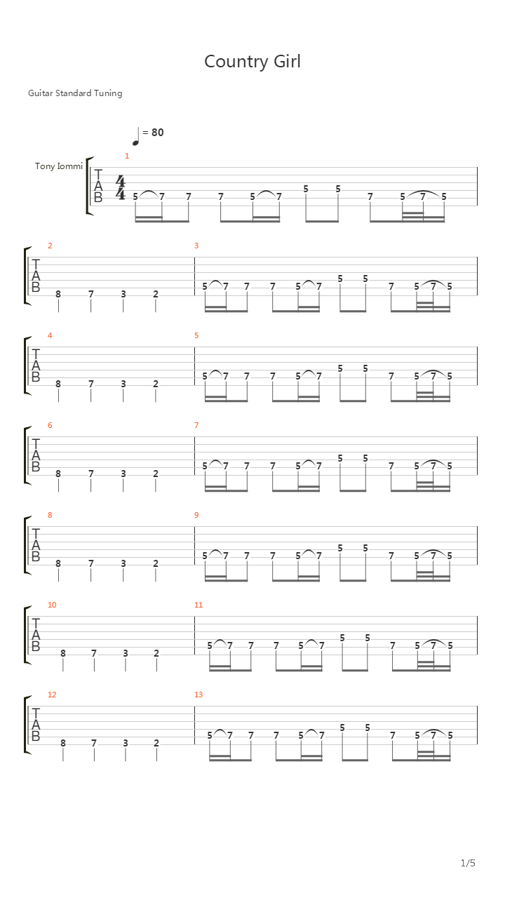 Country Girl吉他谱