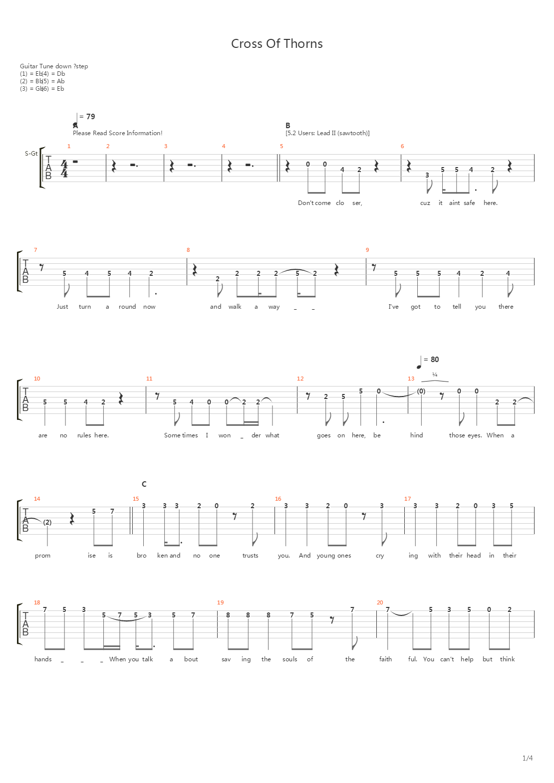 Cross Of Thorns吉他谱
