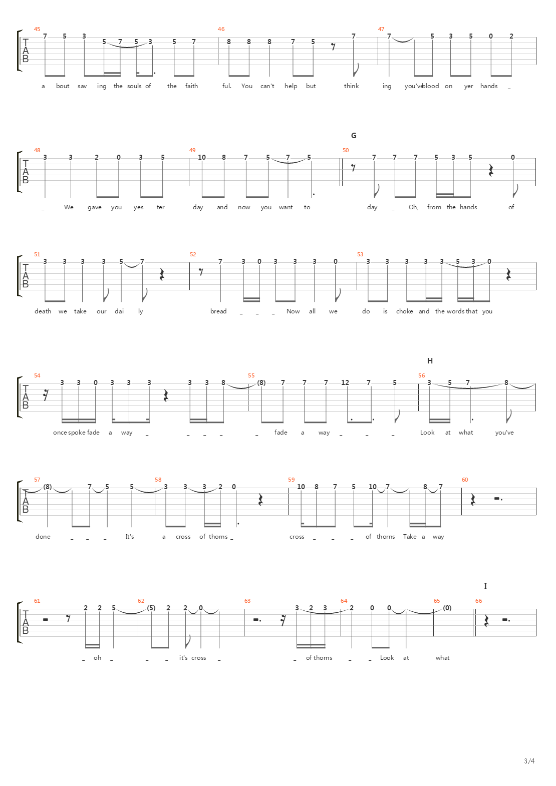 Cross Of Thorns吉他谱