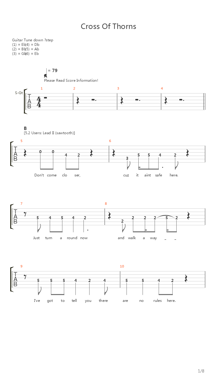 Cross Of Thorns吉他谱