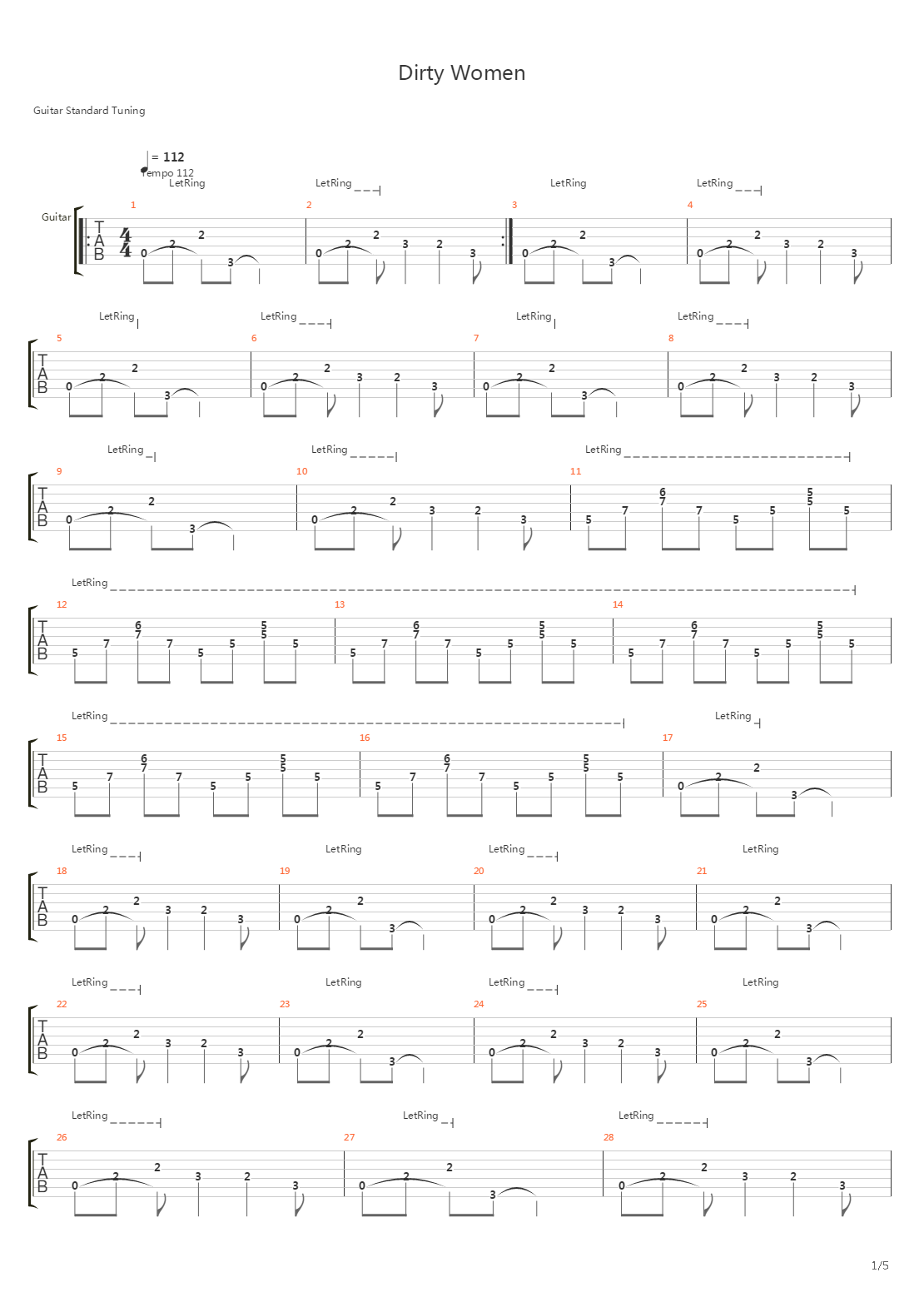 Dirty Women吉他谱