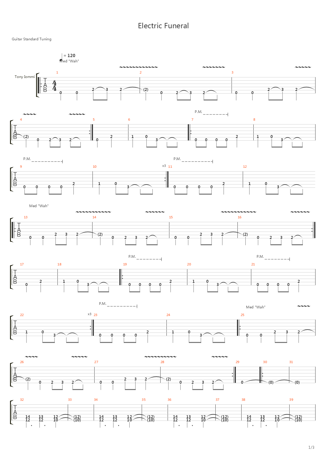 Electric Funeral吉他谱