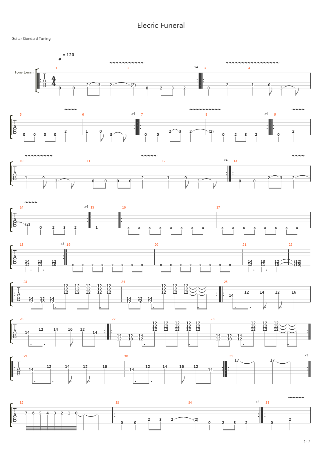 Electric Funeral吉他谱