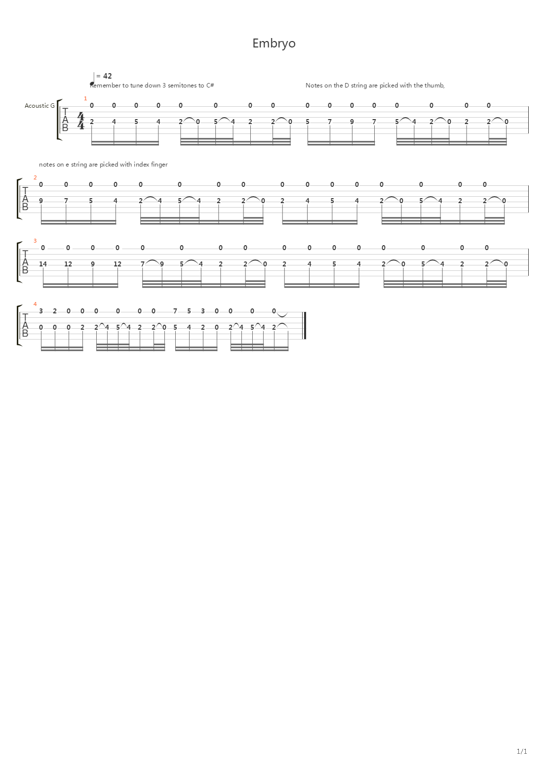 Embryo吉他谱