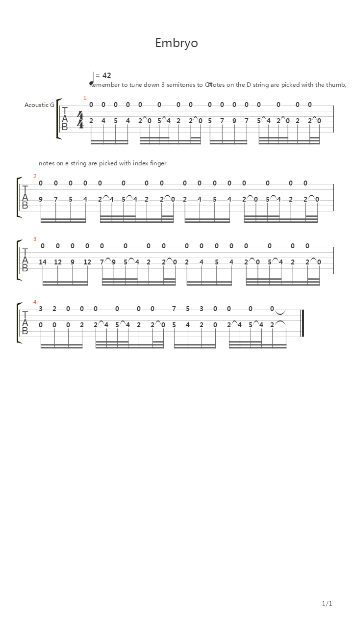 Embryo吉他谱