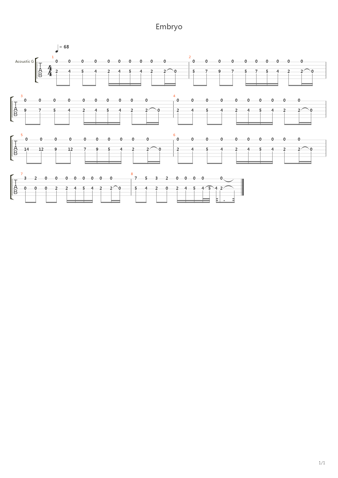 Embryo吉他谱