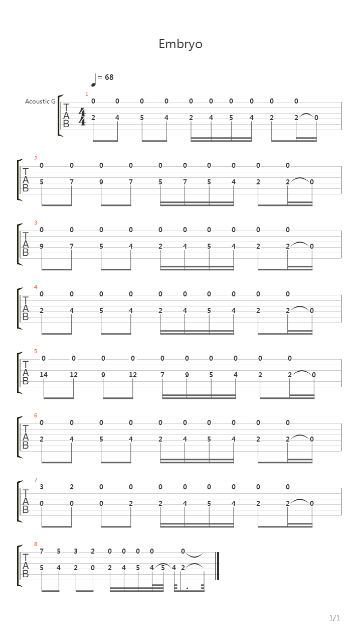 Embryo吉他谱