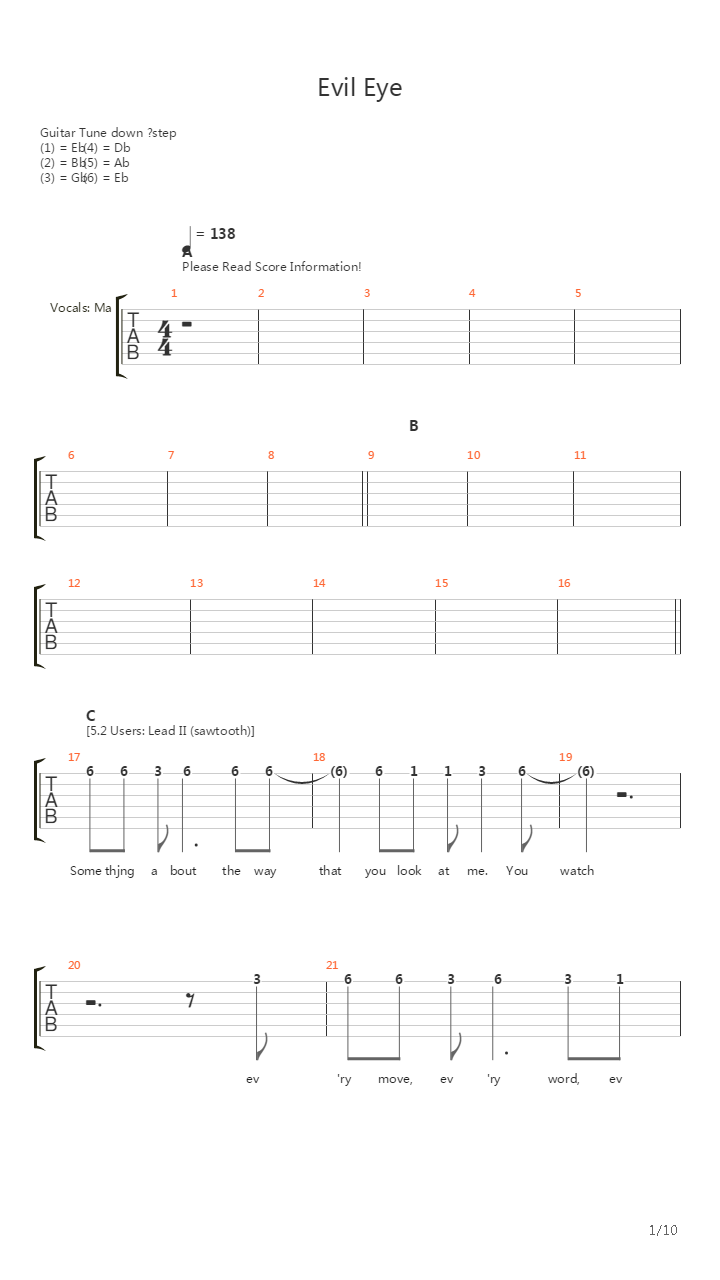 Evil Eye吉他谱