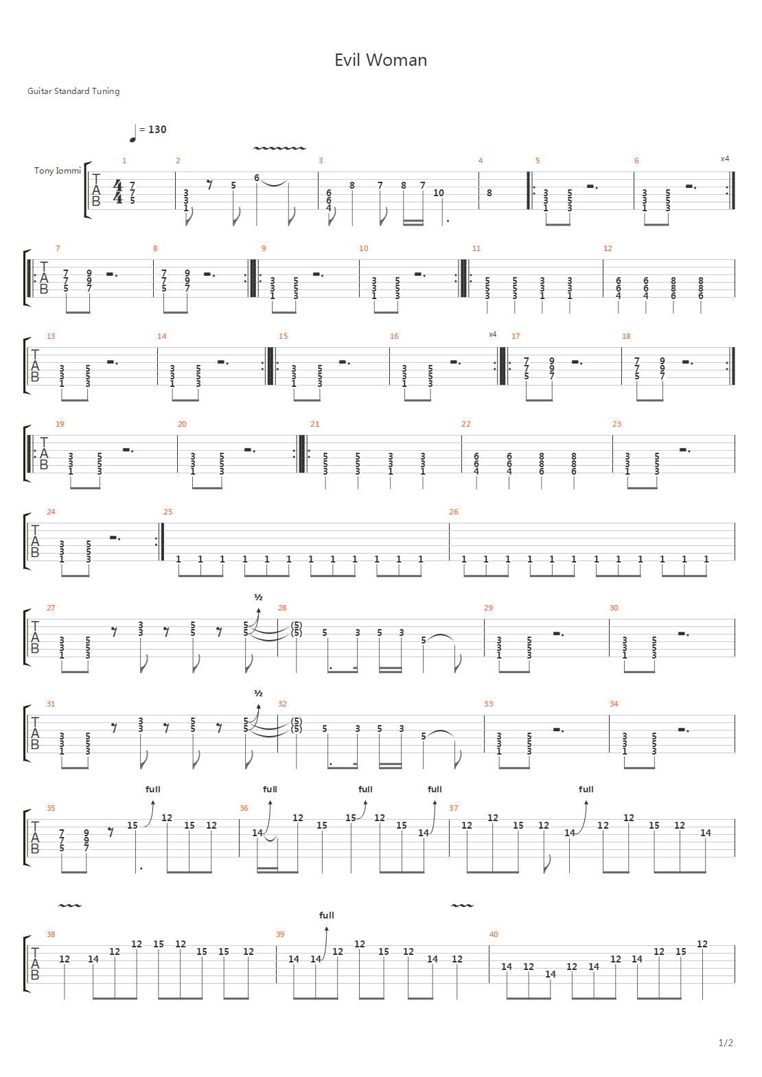 Evil Woman吉他谱