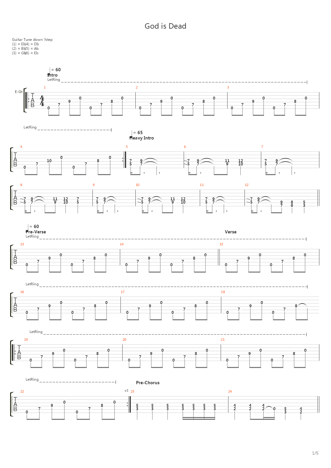 God Is Dead吉他谱