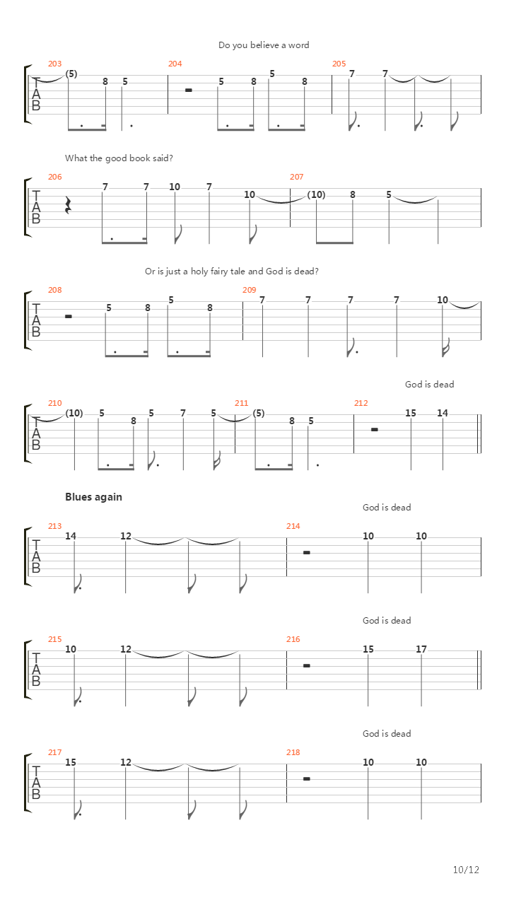 God Is Dead吉他谱