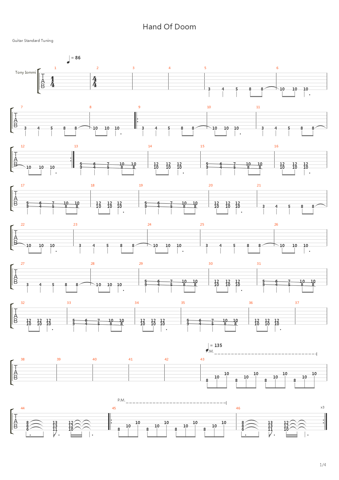 Hand Of Doom吉他谱