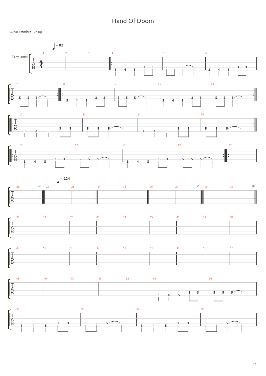 Hand Of Doom吉他谱