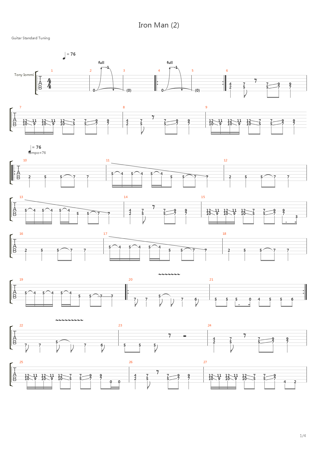 Iron Man吉他谱