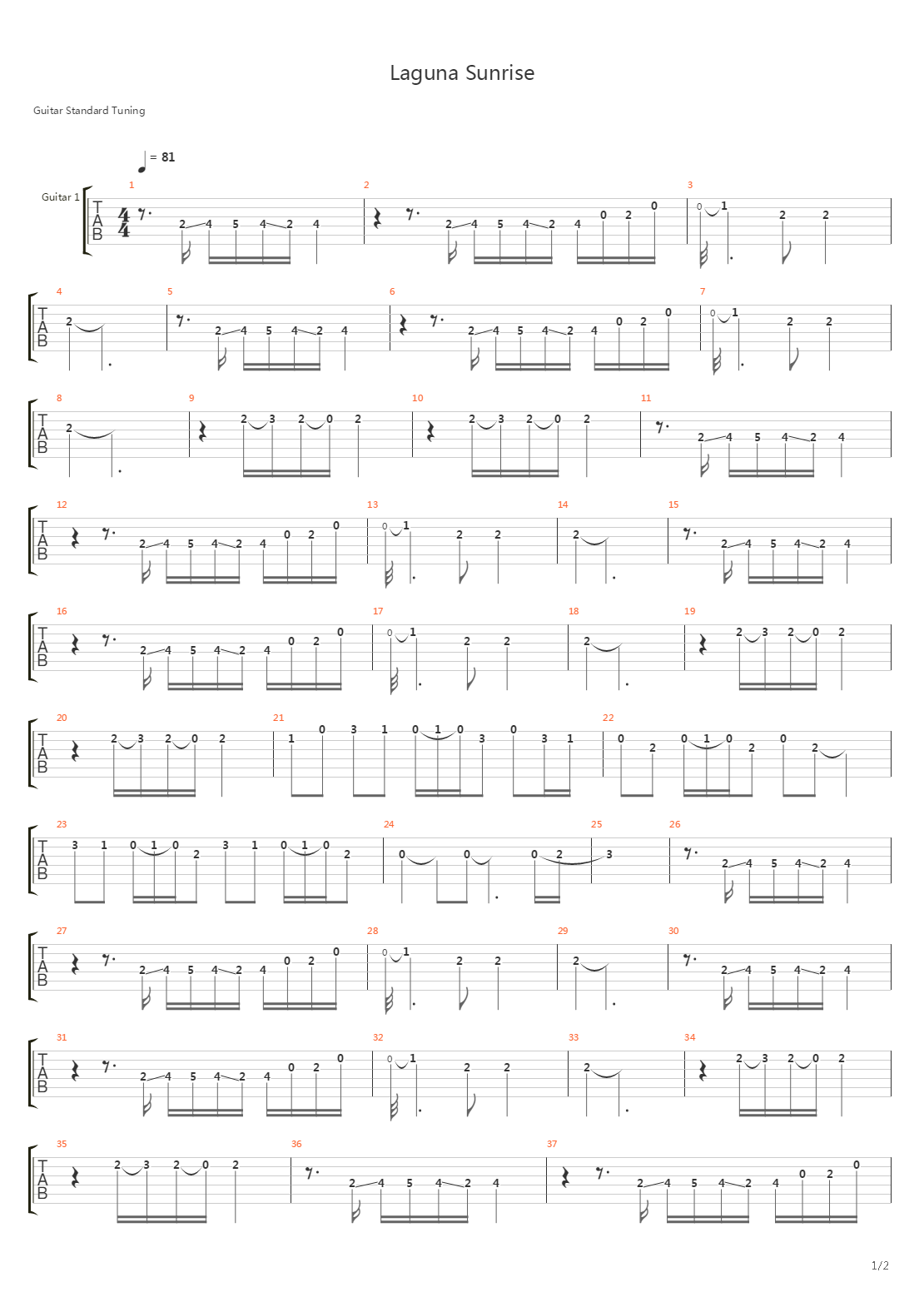 Laguna Sunrise吉他谱