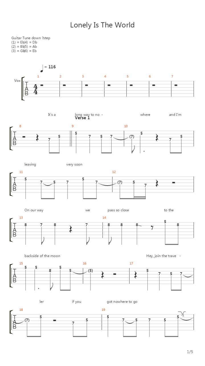 Lonely Is The World吉他谱