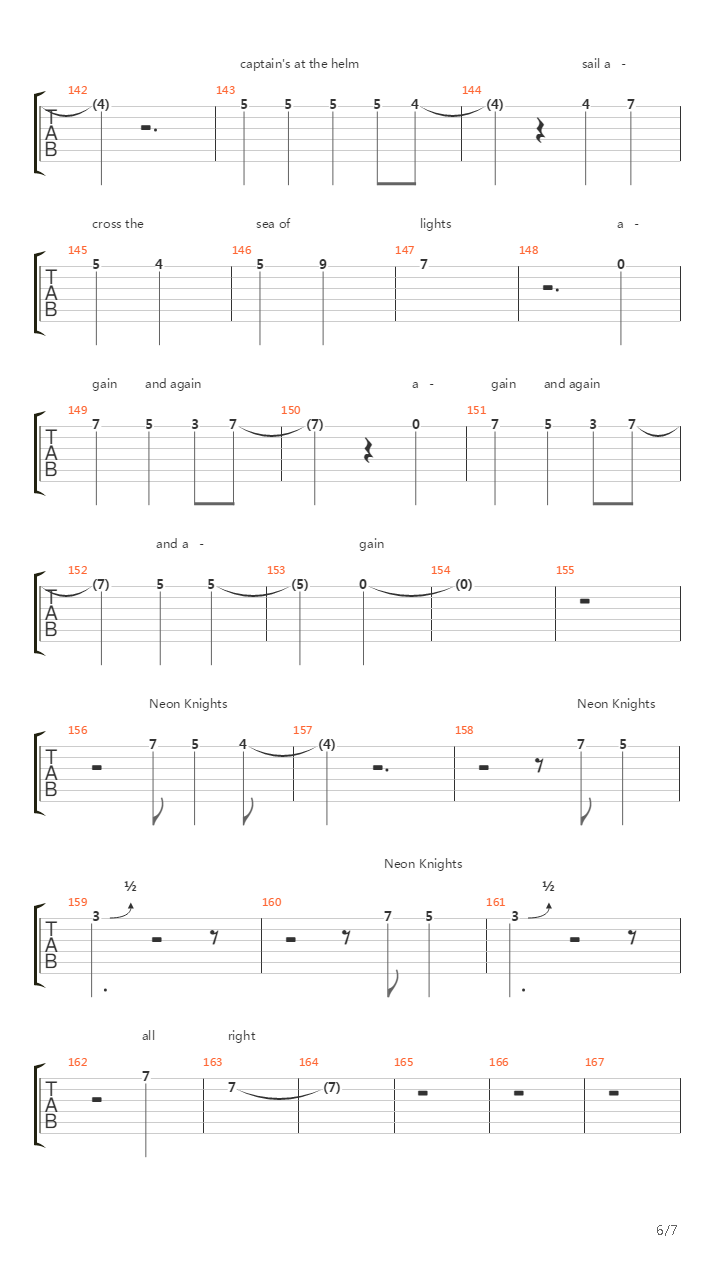 Neon Knights吉他谱