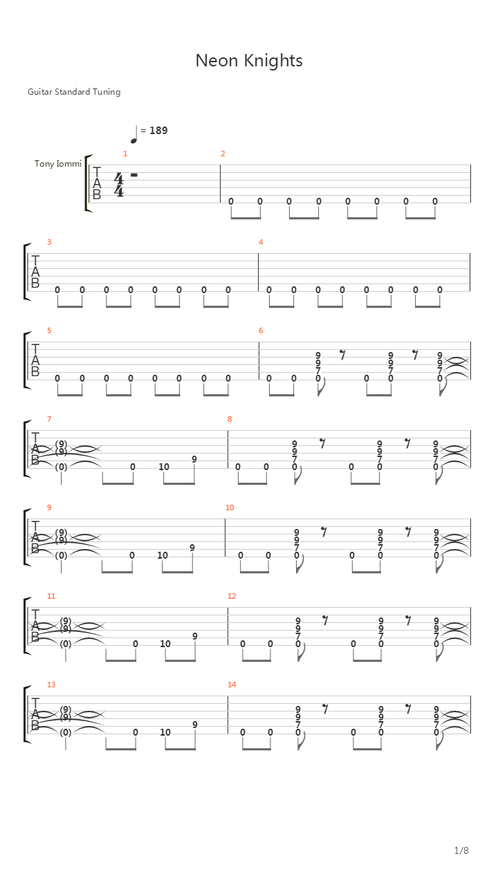 Neon Knights吉他谱