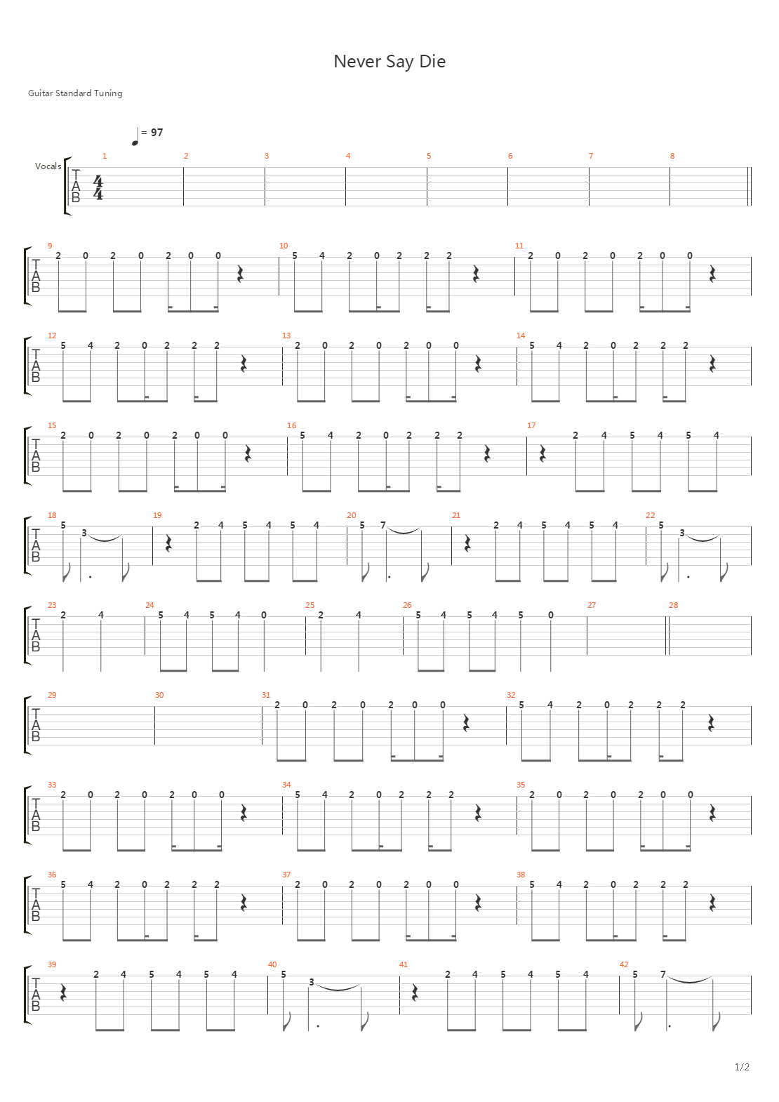 Never Say Die吉他谱