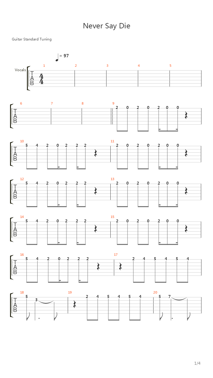Never Say Die吉他谱