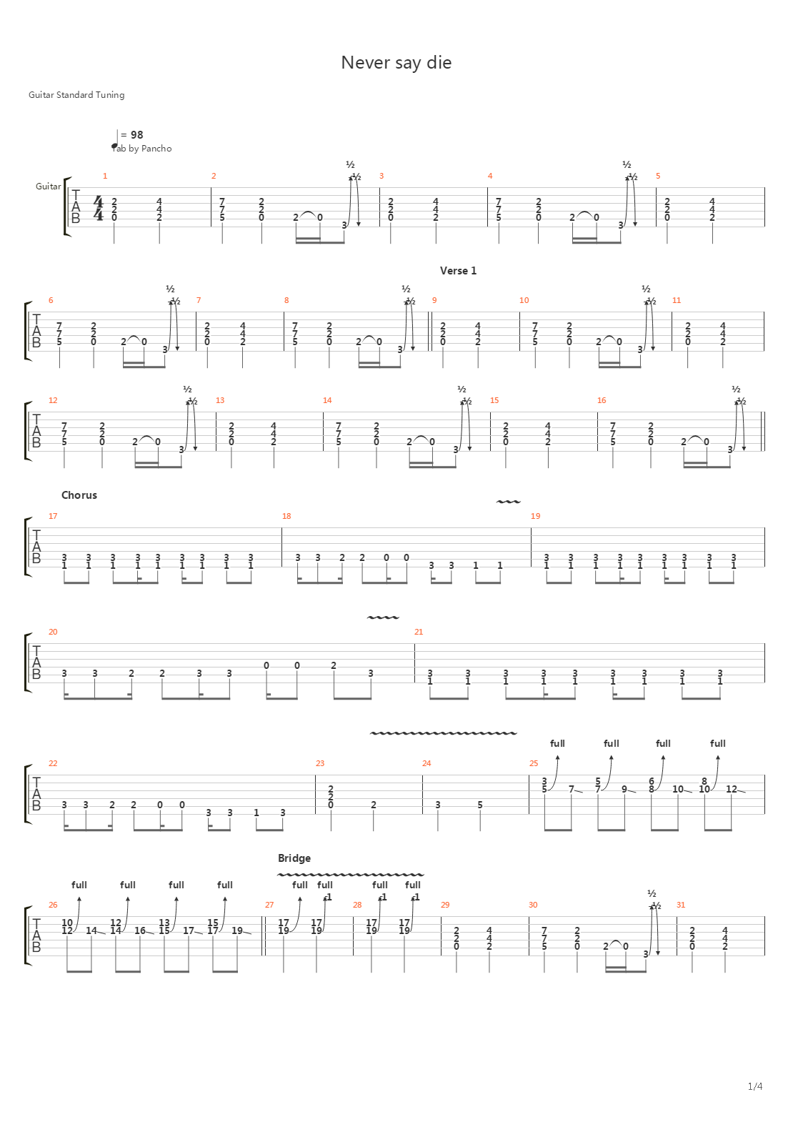Never Say Die吉他谱