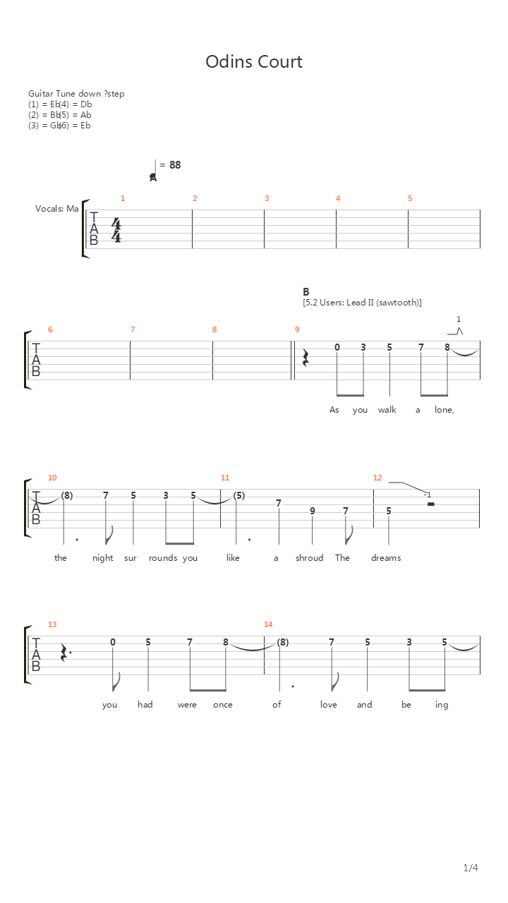 Odins Court吉他谱