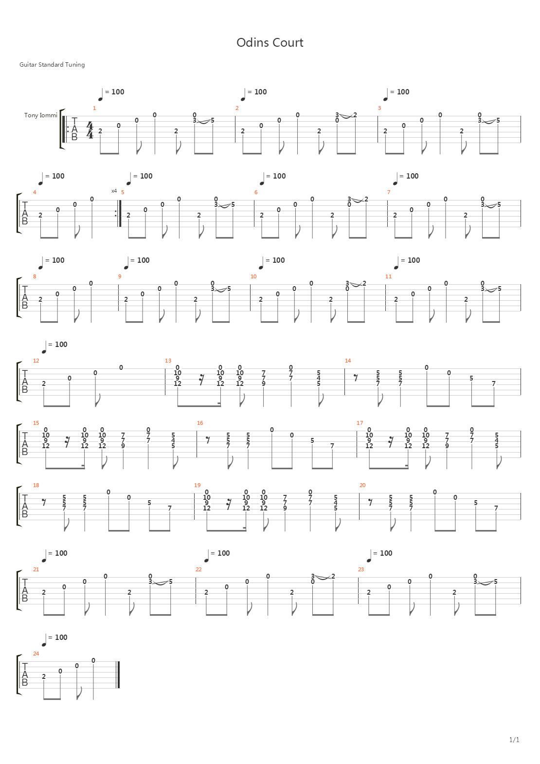 Odins Court吉他谱