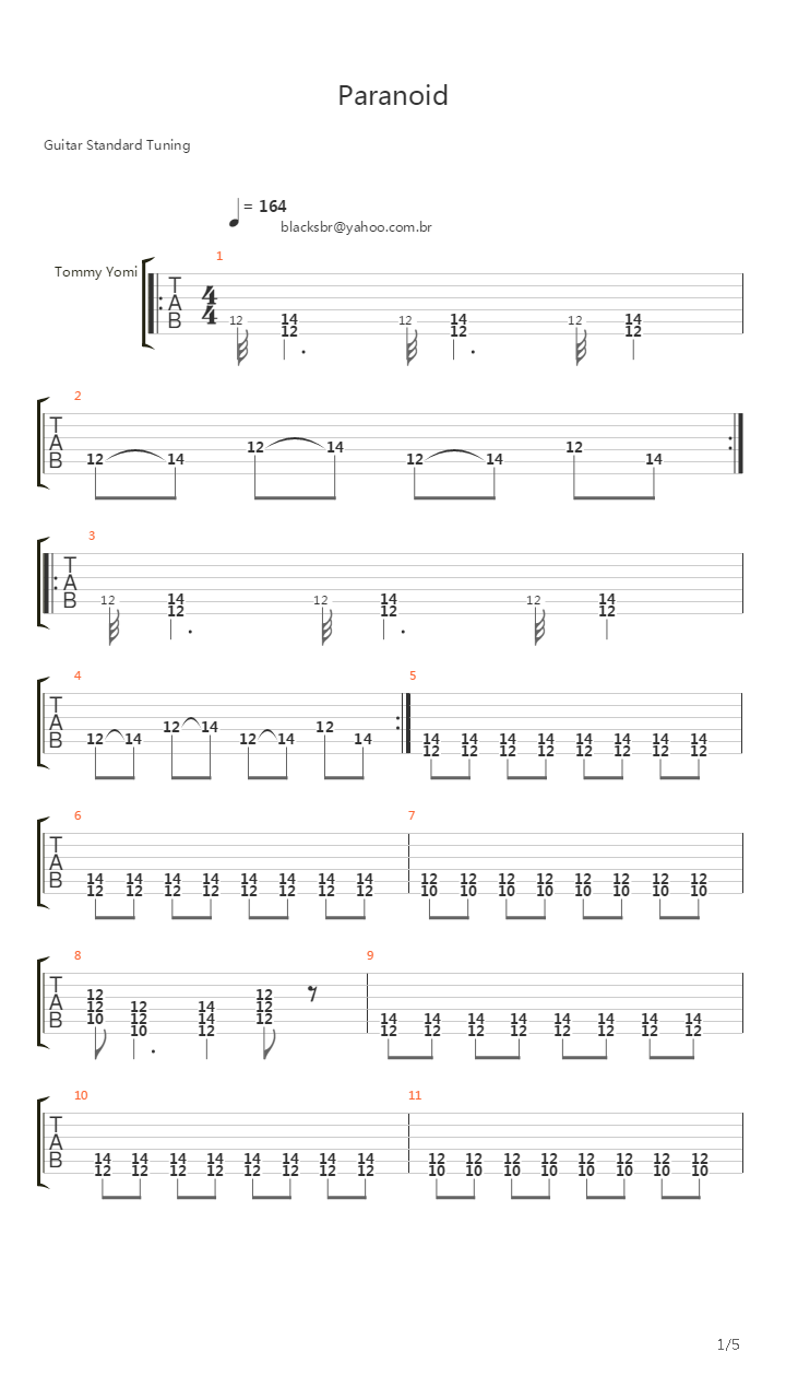 Paranoid吉他谱