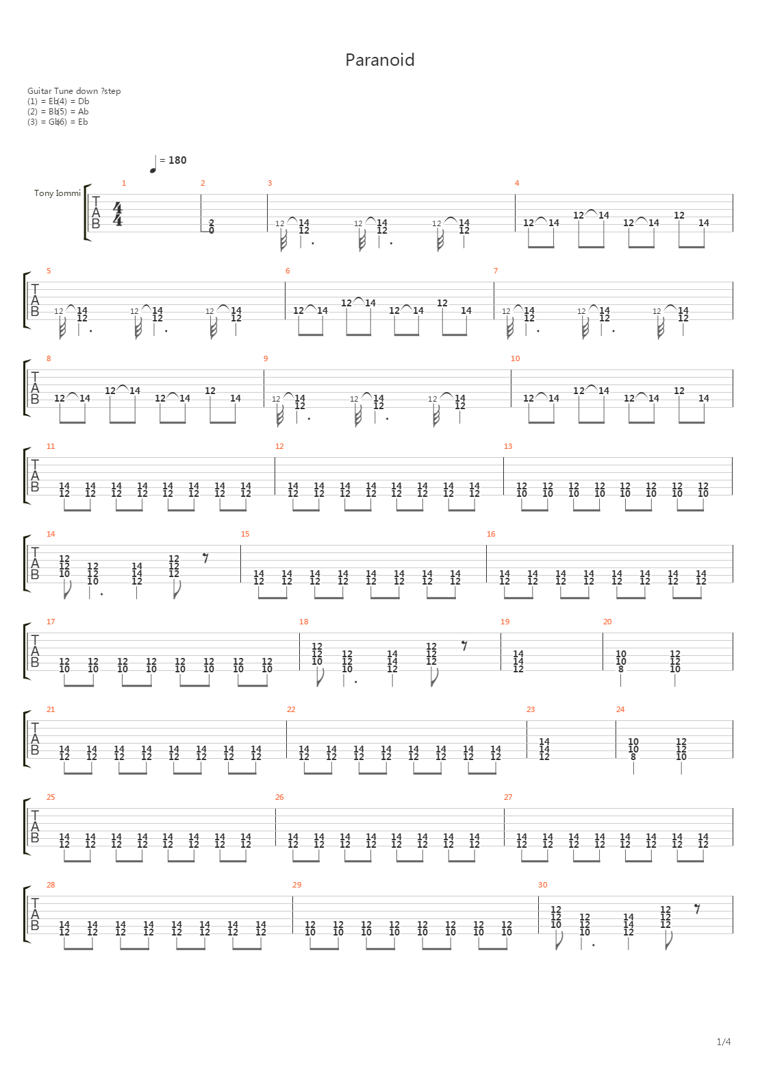 Paranoid吉他谱