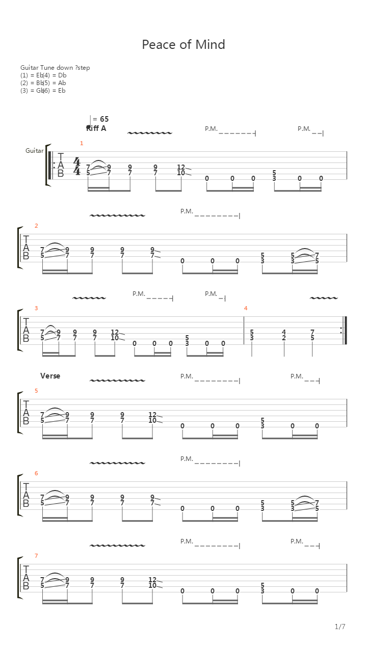 Peace Of Mind吉他谱