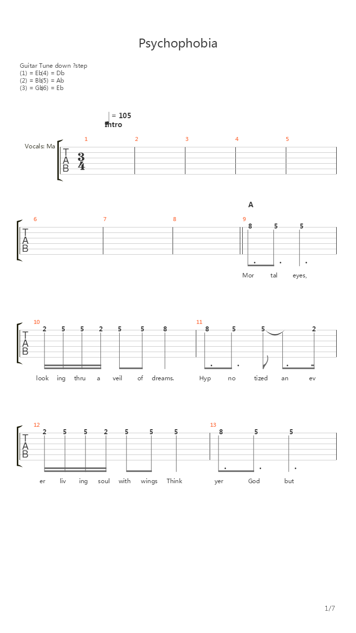 Psychophobia吉他谱