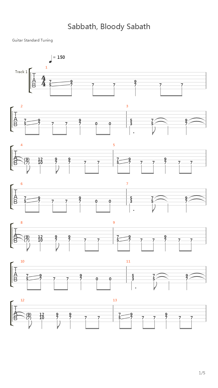 Sabbath Bloody Sabath吉他谱