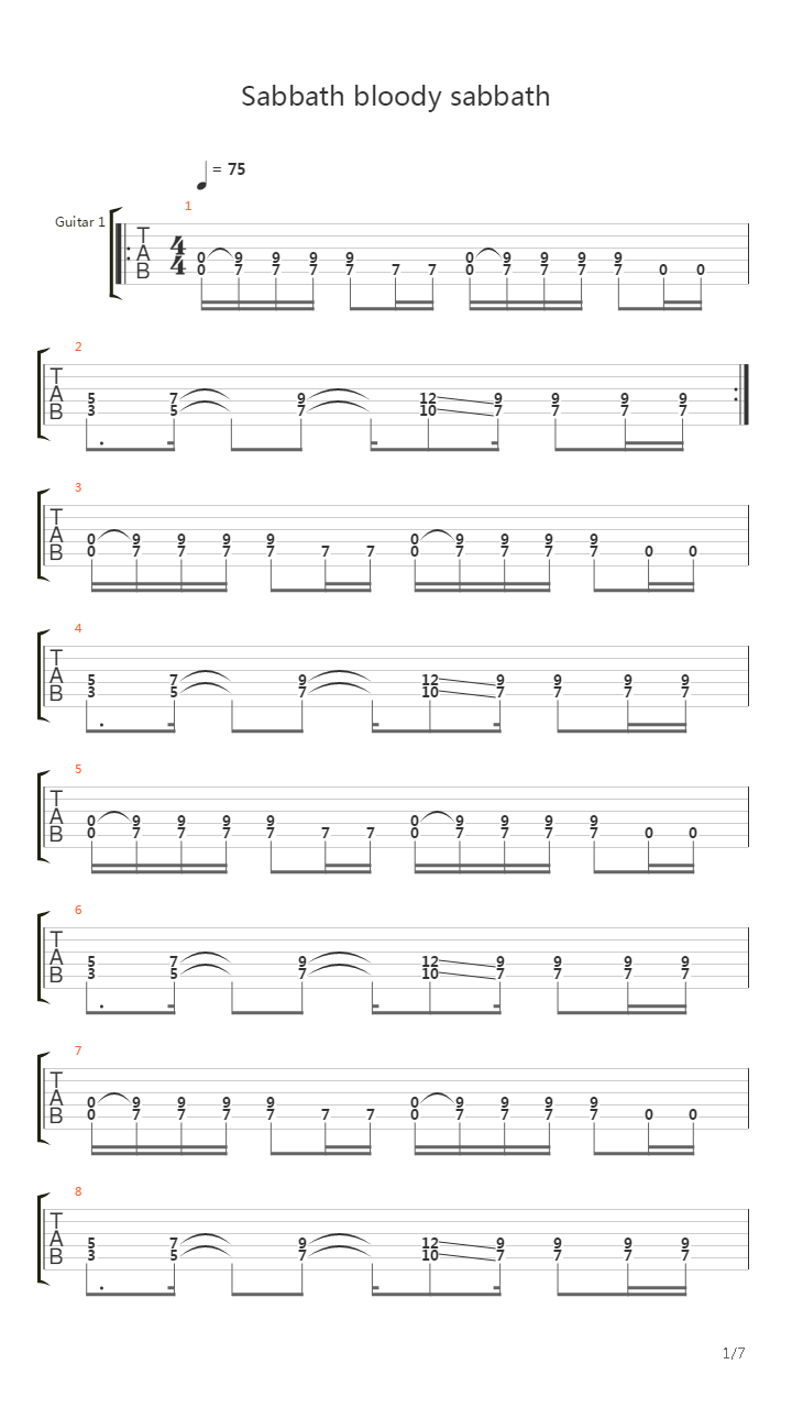 Sabbath Bloody Sabbath吉他谱