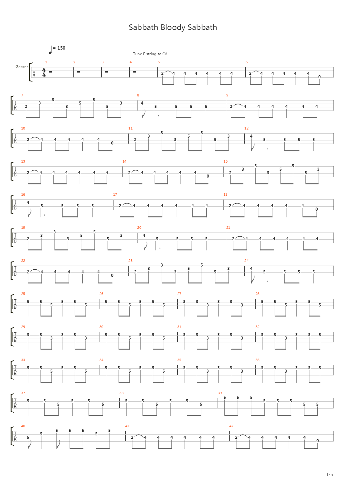 Sabbath Bloody Sabbath吉他谱