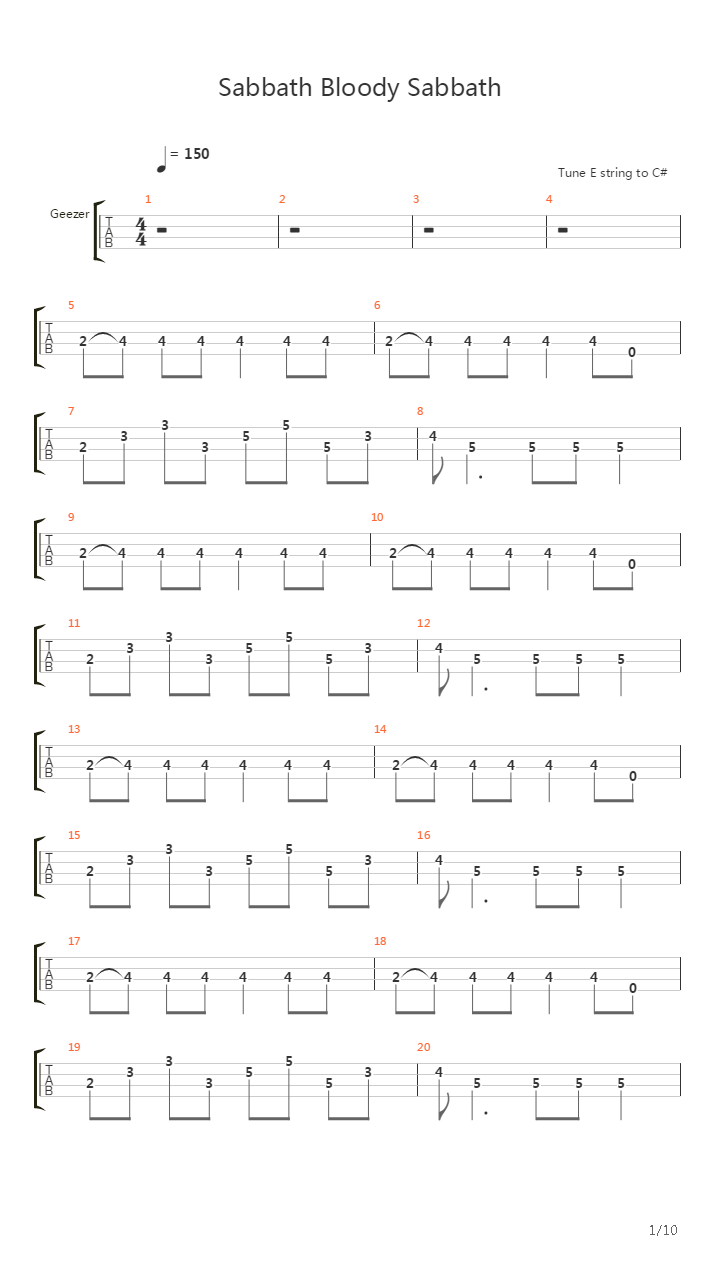 Sabbath Bloody Sabbath吉他谱