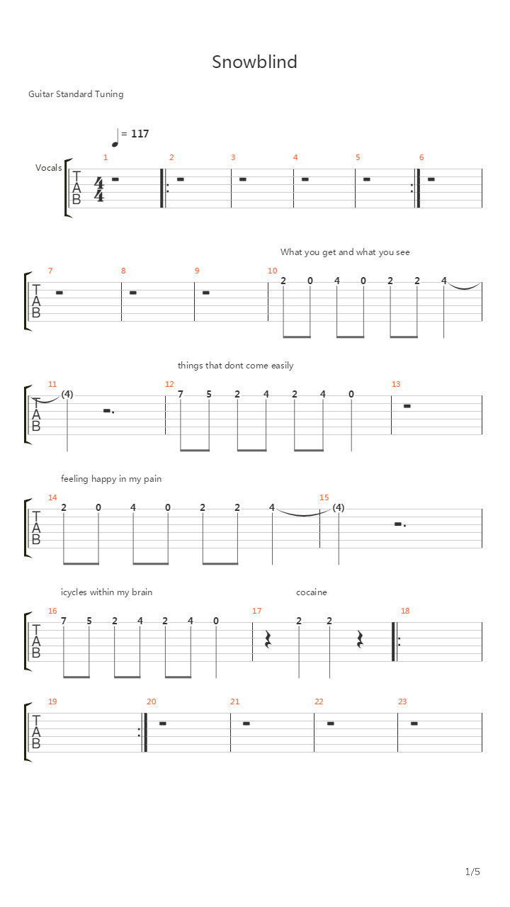 Snowblind吉他谱