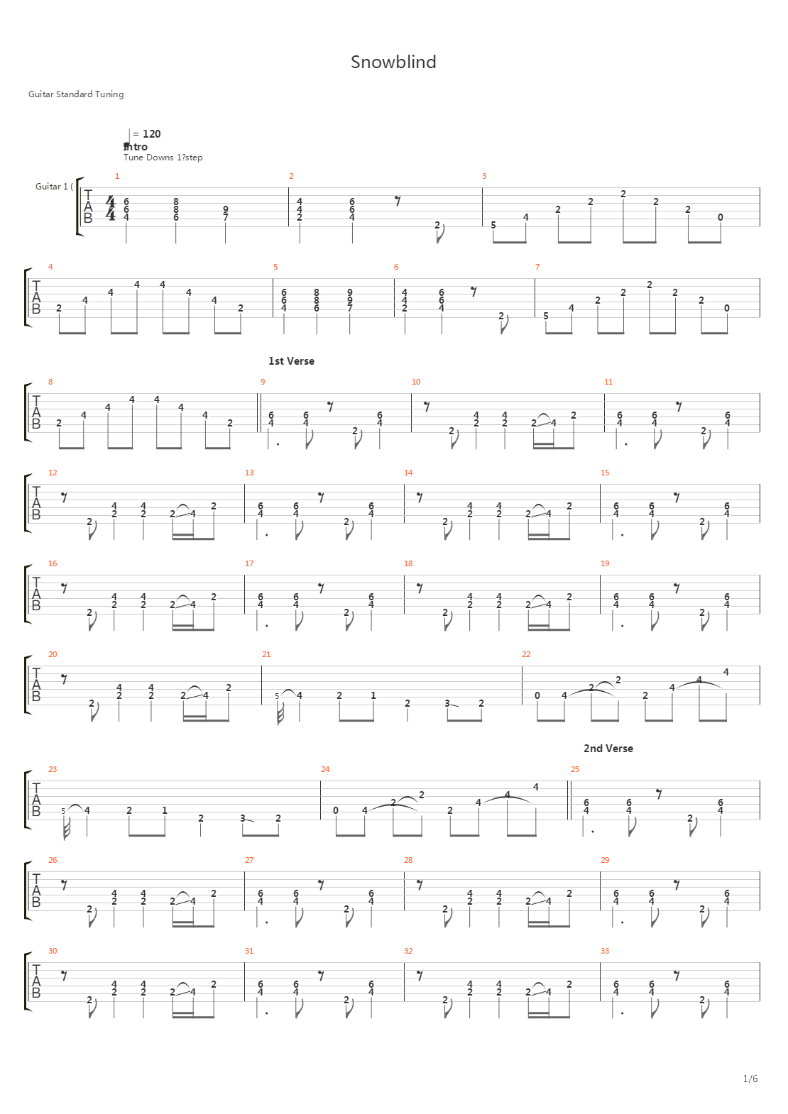 Snowblind吉他谱