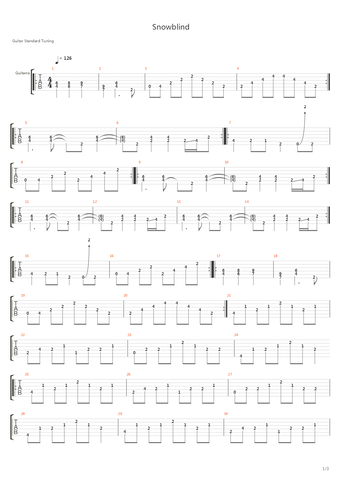 Snowblind吉他谱