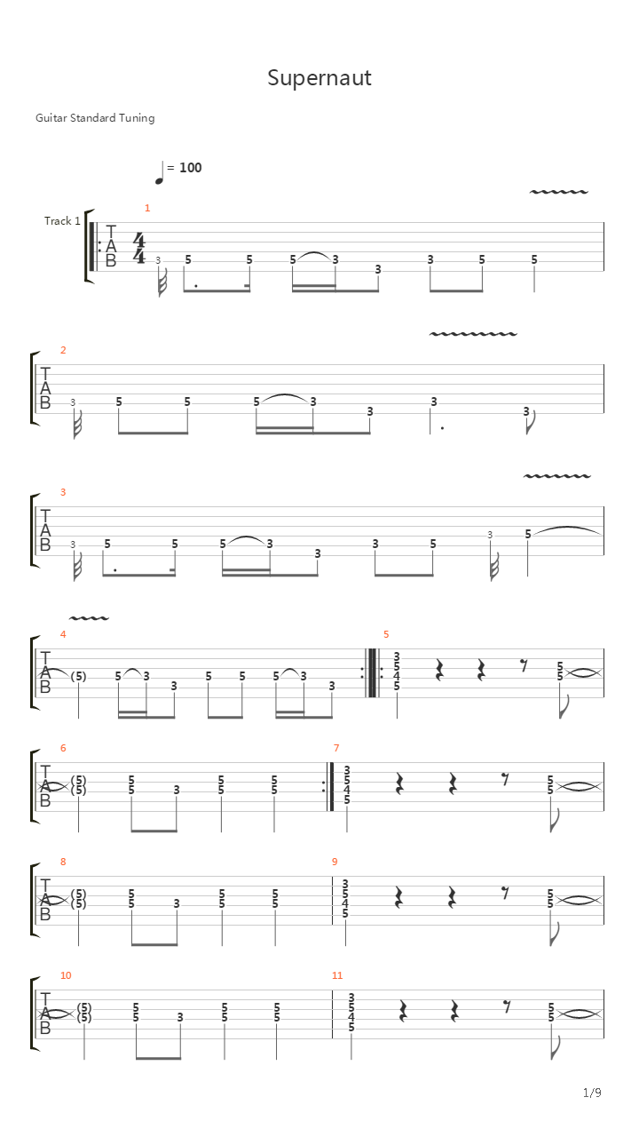 Supernaut吉他谱