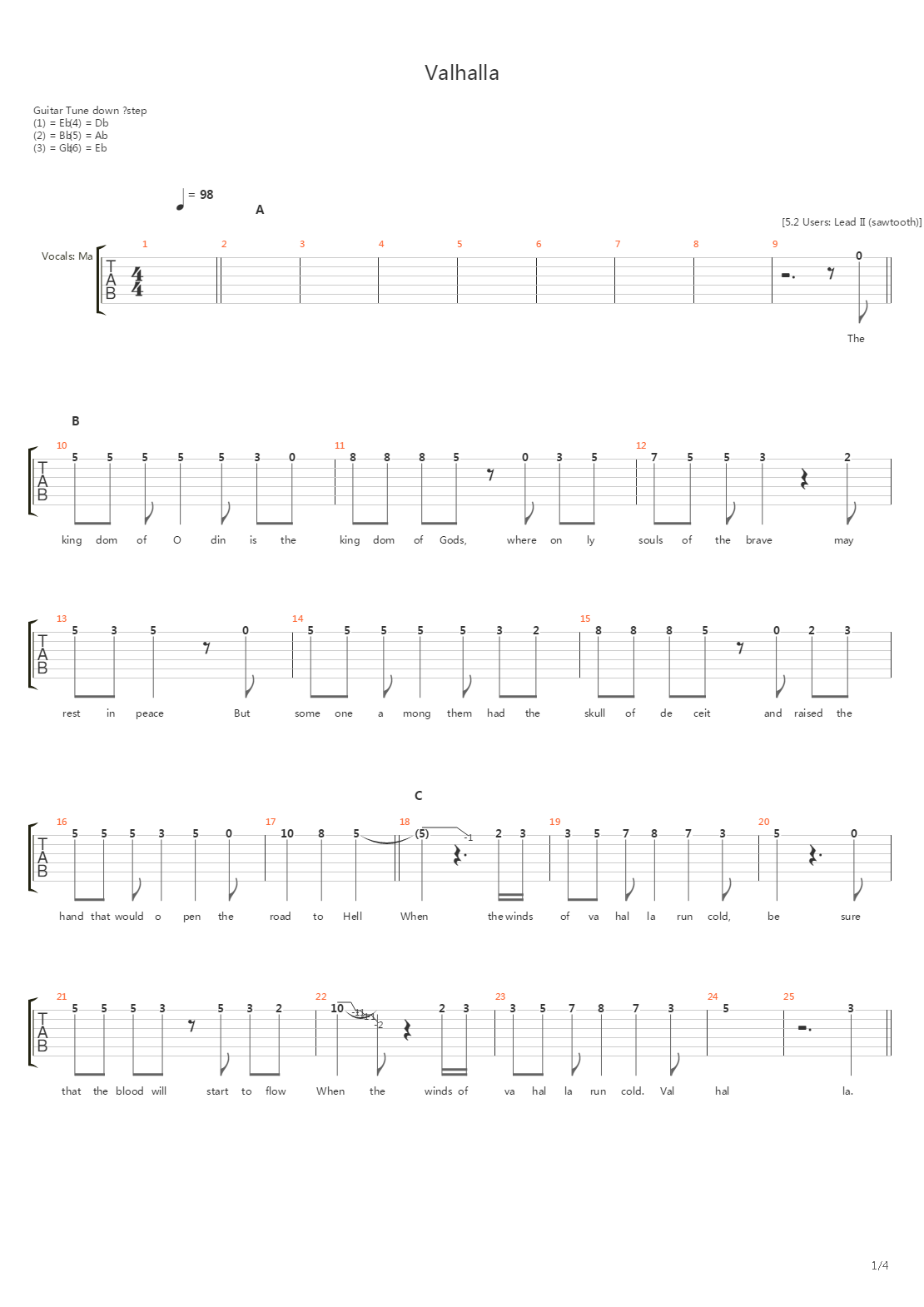 Valhalla吉他谱