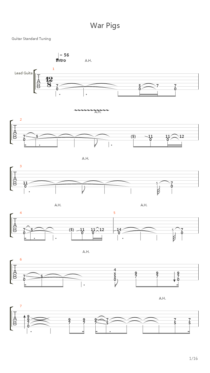 War Pigs吉他谱