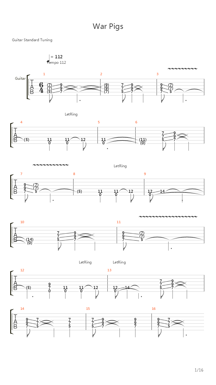 War Pigs吉他谱