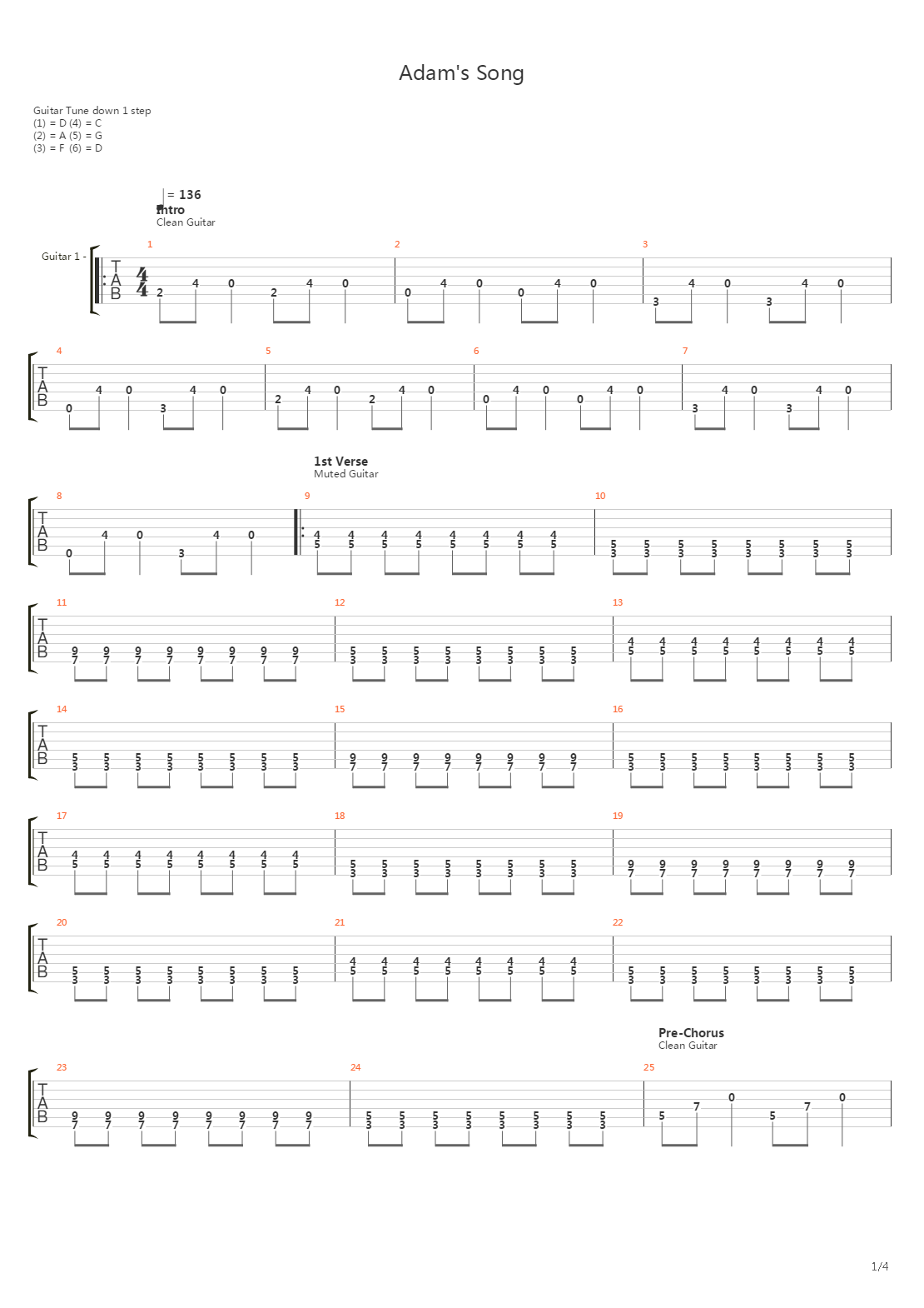 Adams Song吉他谱