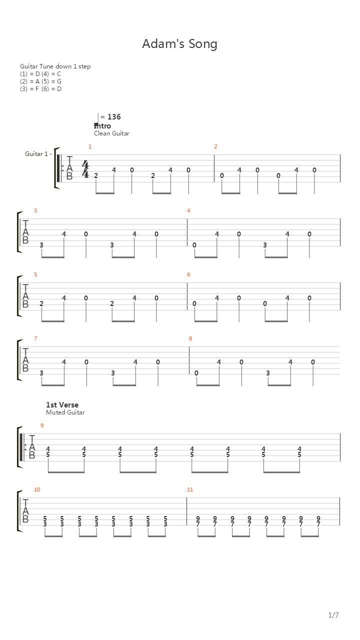 Adams Song吉他谱