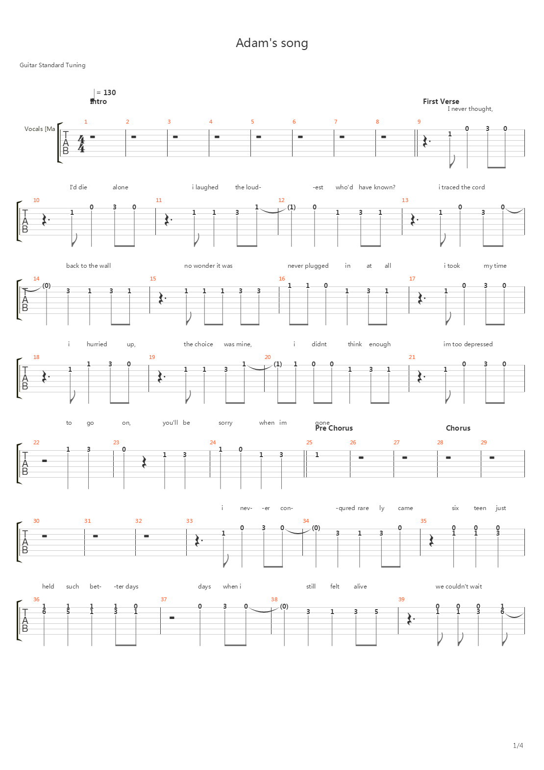 Adams Song吉他谱